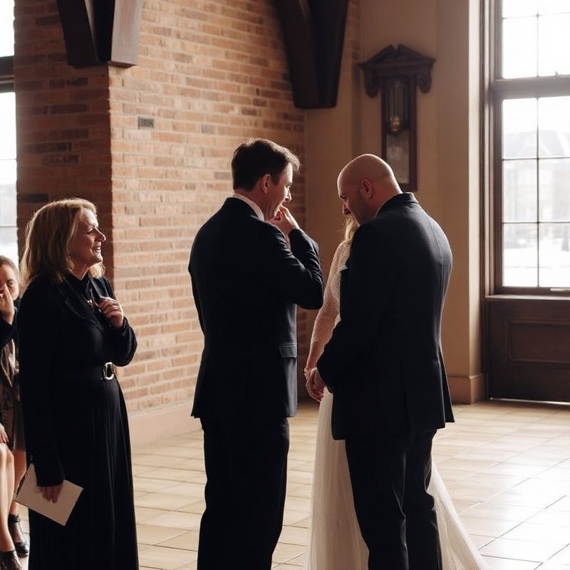 Documentary ceremony moment in a Toronto venue with rose-warm available light