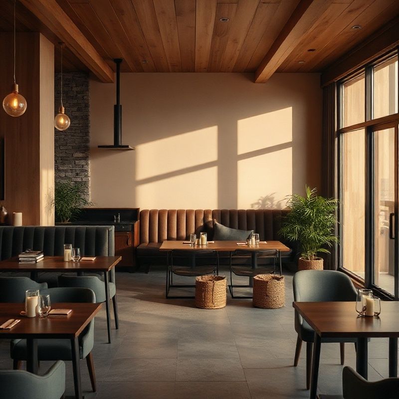 Toronto hospitality brand interior in rose-warm ambient light